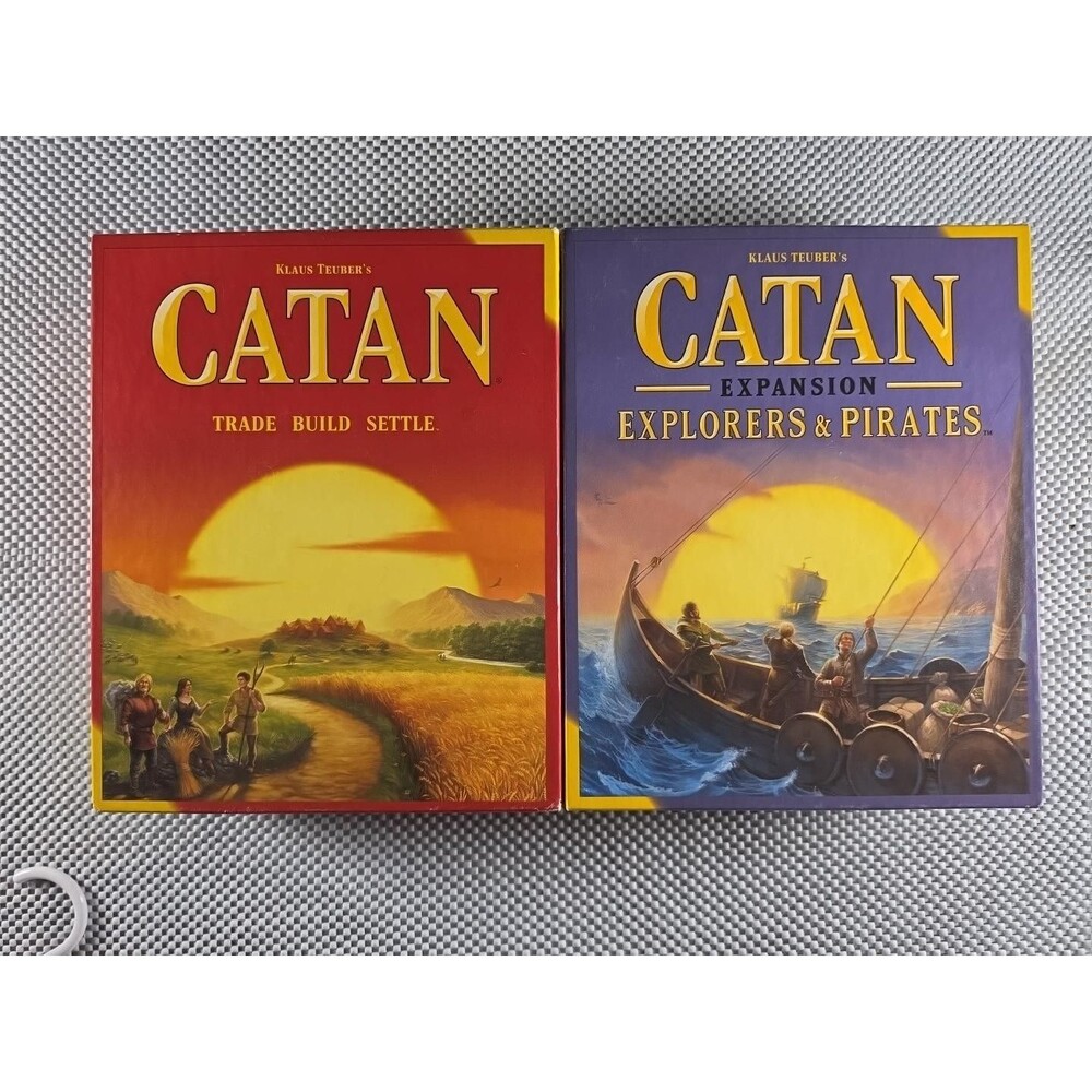 Catan Board Game + Explorers & Pirates Expansion Complete Pre-Owned 3-4 Players